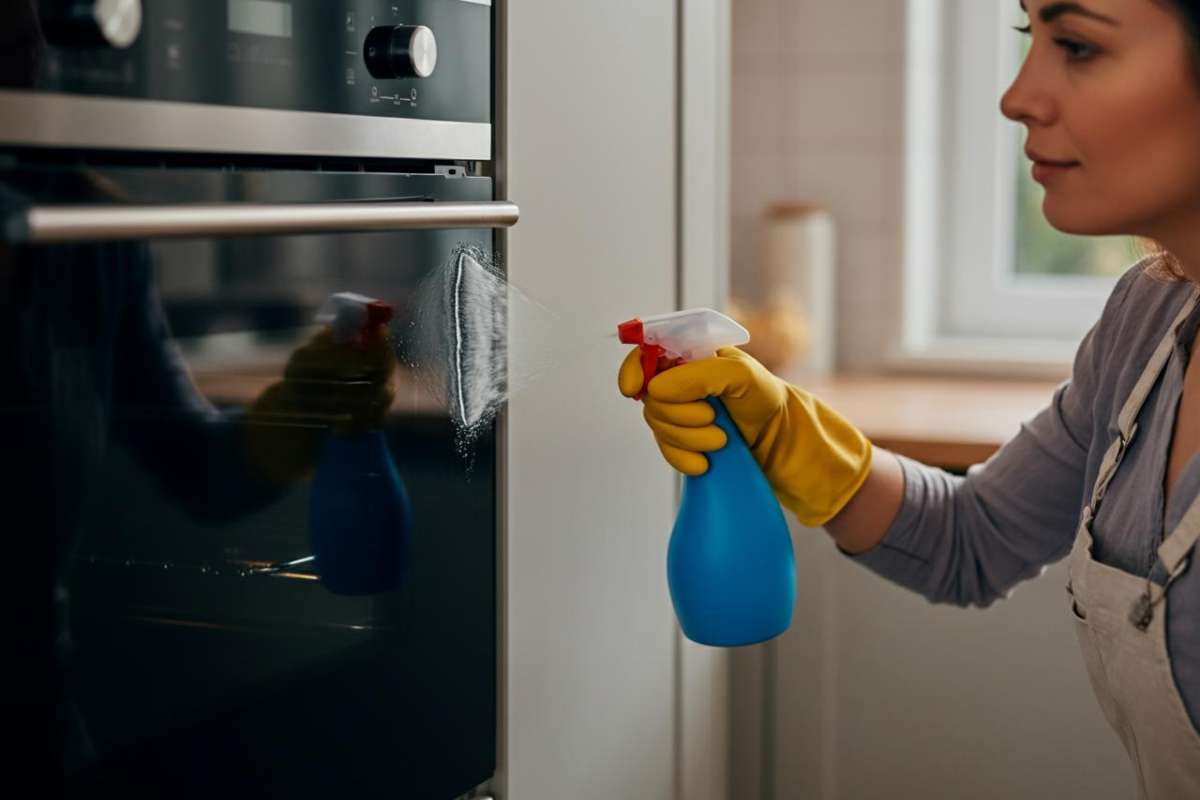 il metodo per pulire il vetro del forno